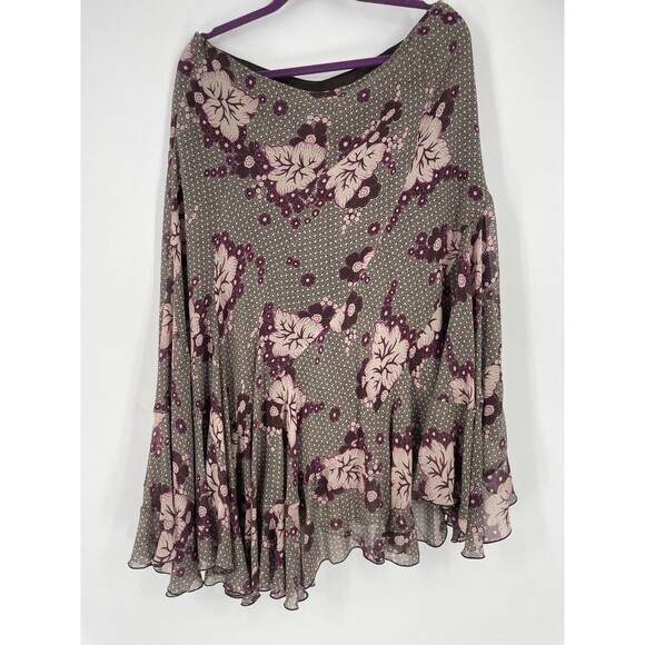 VTG Silk Bohemian Y2K Handkerchief Skirt Midi Dark Romance Flowy Cottage 14 - Picture 6 of 9